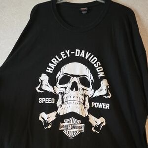 Harley-Davidson Black and White Skull Long Sleeve Tee
